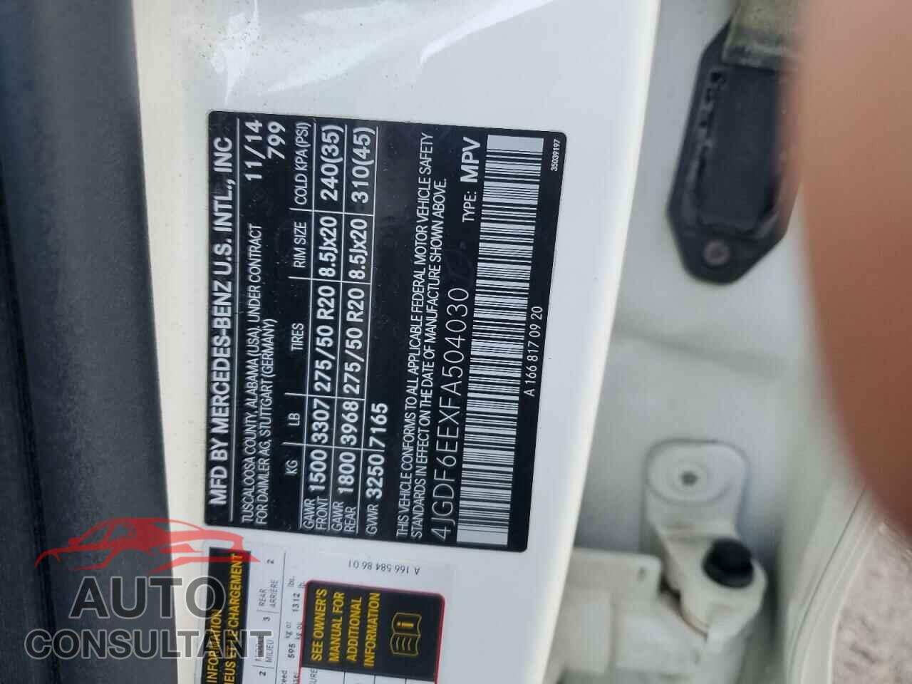 MERCEDES-BENZ GL-CLASS 2015 - 4JGDF6EEXFA504030