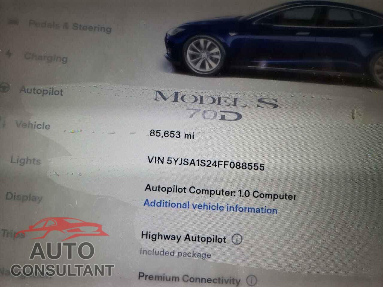 TESLA MODEL S 2015 - 5YJSA1S24FF088555