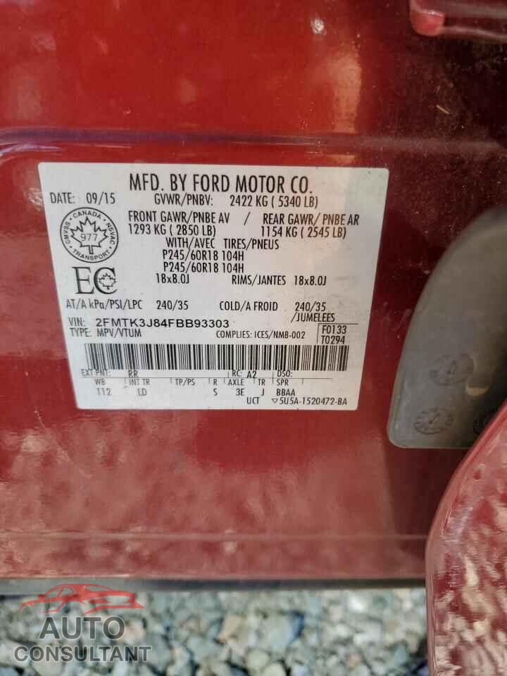 FORD EDGE 2015 - 2FMTK3J84FBB93303