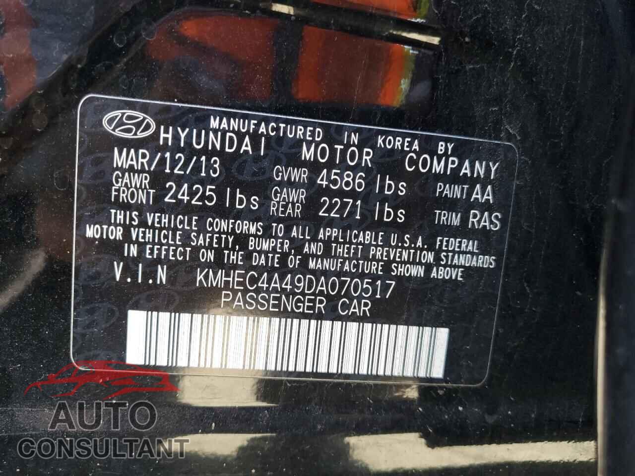 HYUNDAI SONATA 2013 - KMHEC4A49DA070517