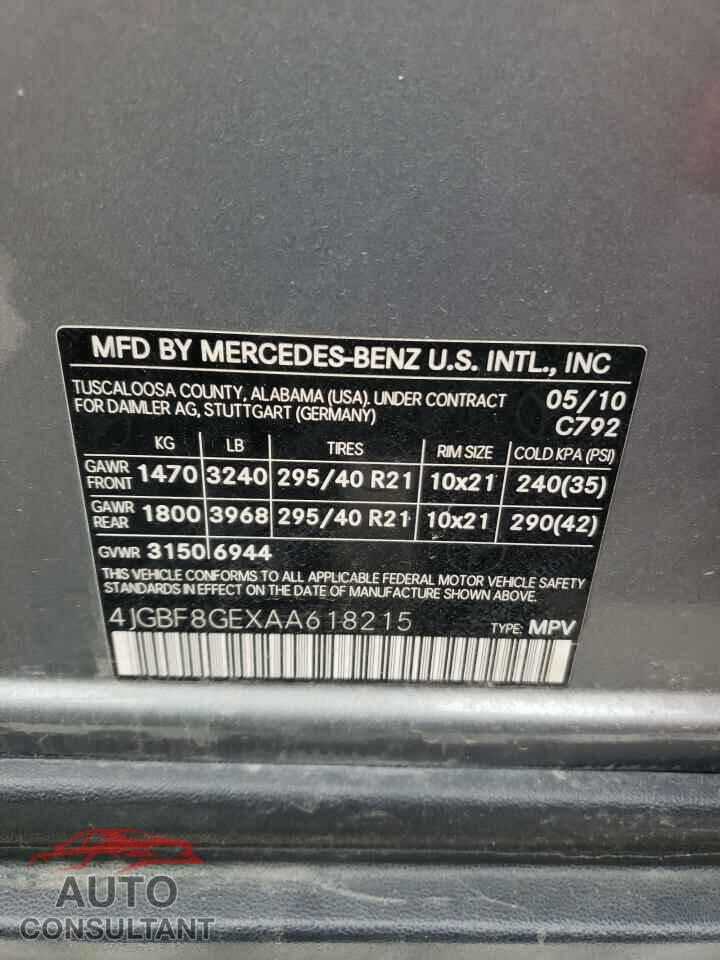 MERCEDES-BENZ GL-CLASS 2010 - 4JGBF8GEXAA618215