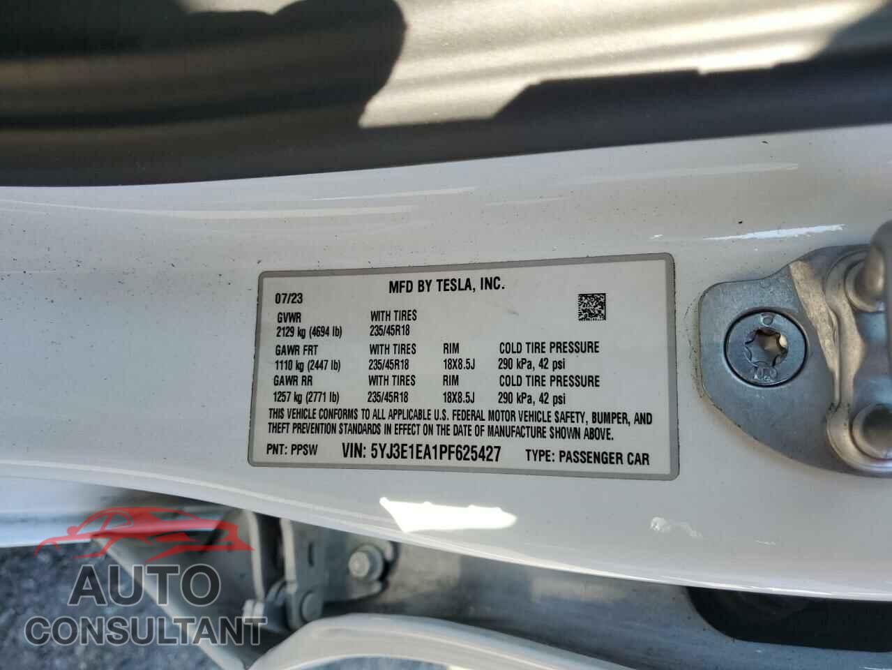 TESLA MODEL 3 2023 - 5YJ3E1EA1PF625427