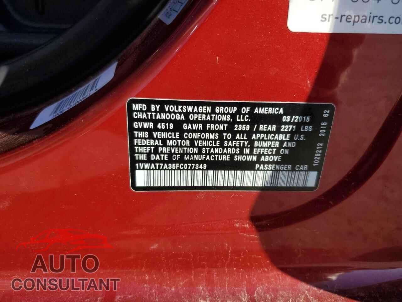 VOLKSWAGEN PASSAT 2015 - 1VWAT7A35FC077349