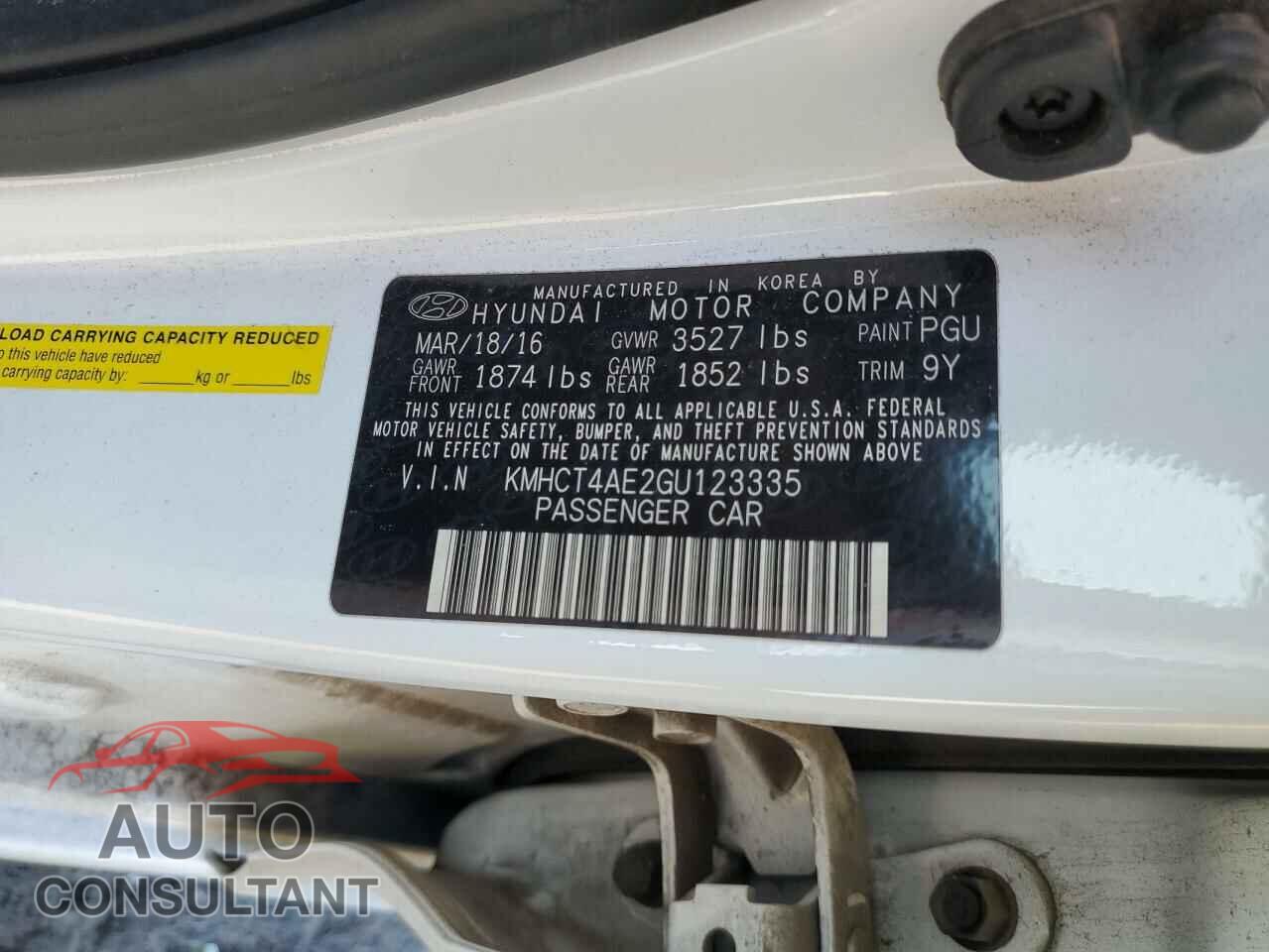 HYUNDAI ACCENT 2016 - KMHCT4AE2GU123335