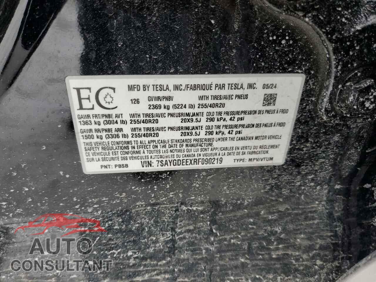 TESLA MODEL Y 2024 - 7SAYGDEEXRF090219