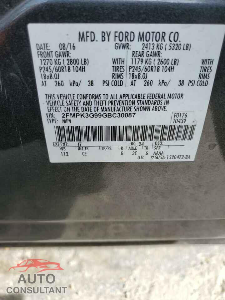 FORD EDGE 2016 - 2FMPK3G99GBC30087