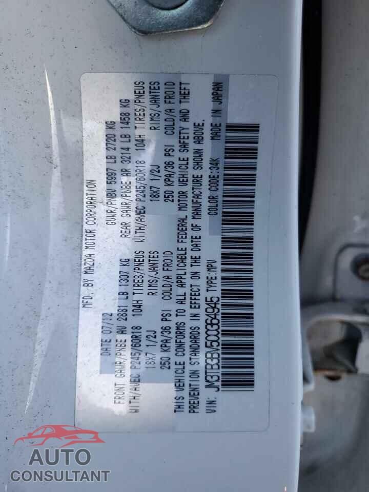 MAZDA CX-9 2012 - JM3TB3BV5C0364945