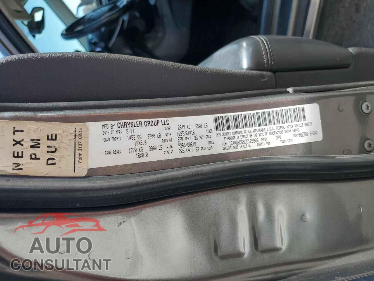 DODGE DURANGO 2012 - 1C4RDHDG5CC129906