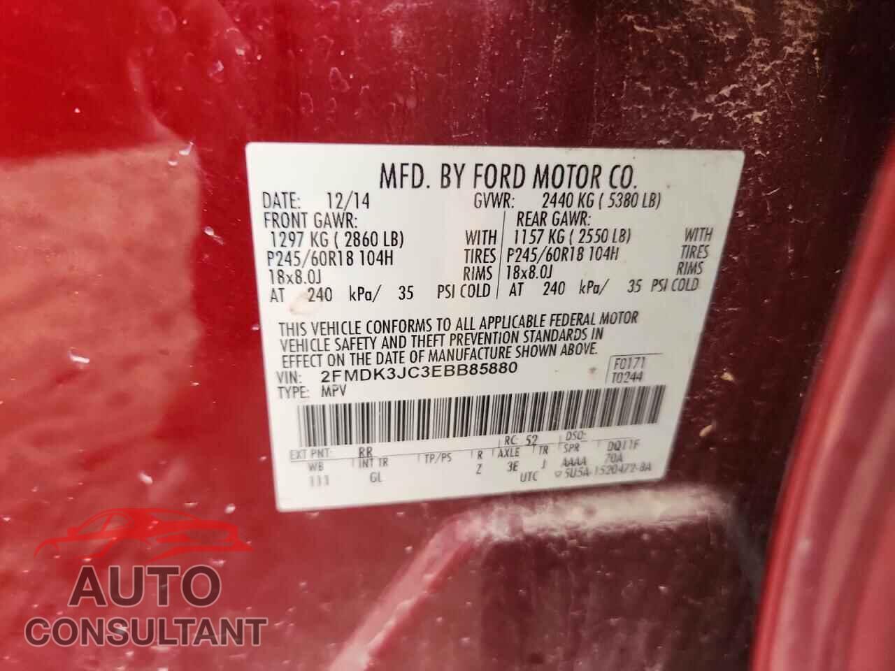 FORD EDGE 2014 - 2FMDK3JC3EBB85880