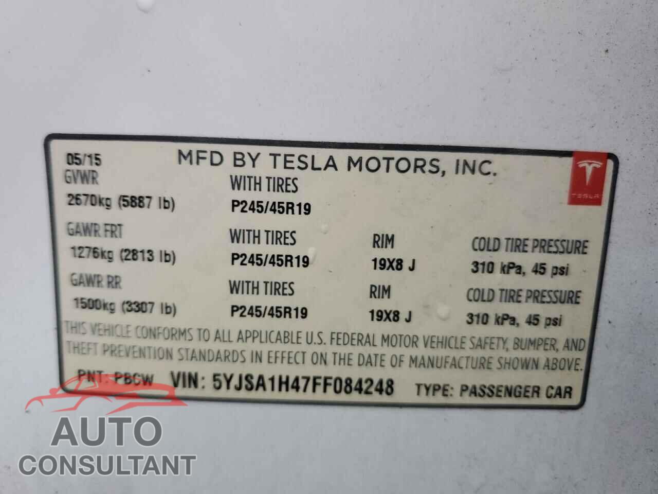 TESLA MODEL S 2015 - 5YJSA1H47FF084248