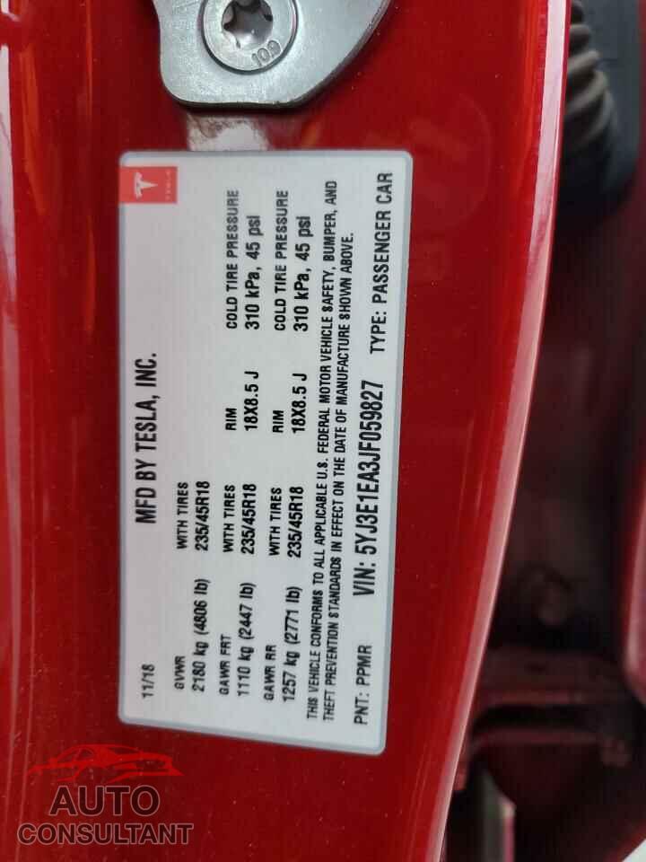 TESLA MODEL 3 2018 - 5YJ3E1EA3JF059827