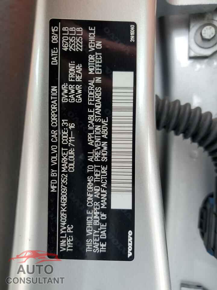 VOLVO S60 2016 - LYV402FK4GB097352