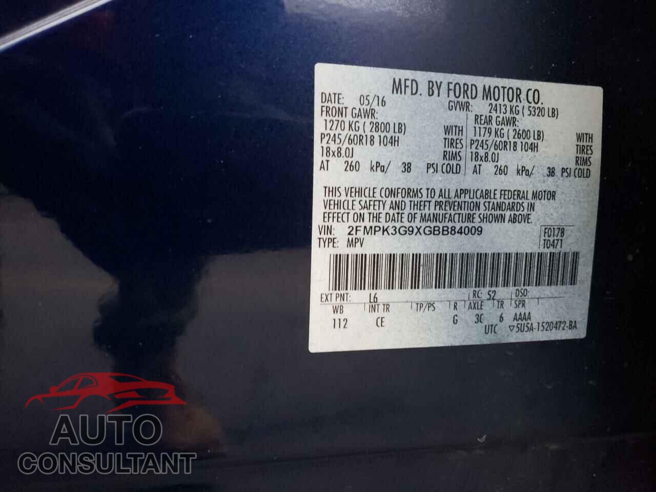 FORD EDGE 2016 - 2FMPK3G9XGBB84009