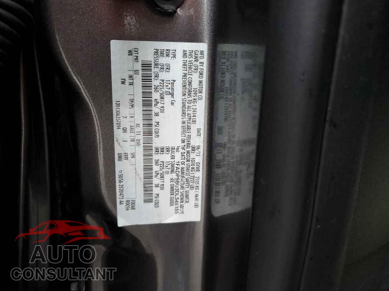 FORD CMAX 2013 - 1FADP5BU3DL545355