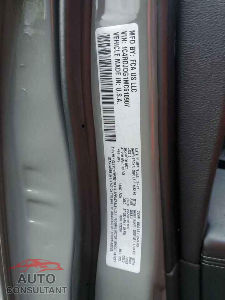 DODGE DURANGO 2021 - 1C4RDJDG1MC610907