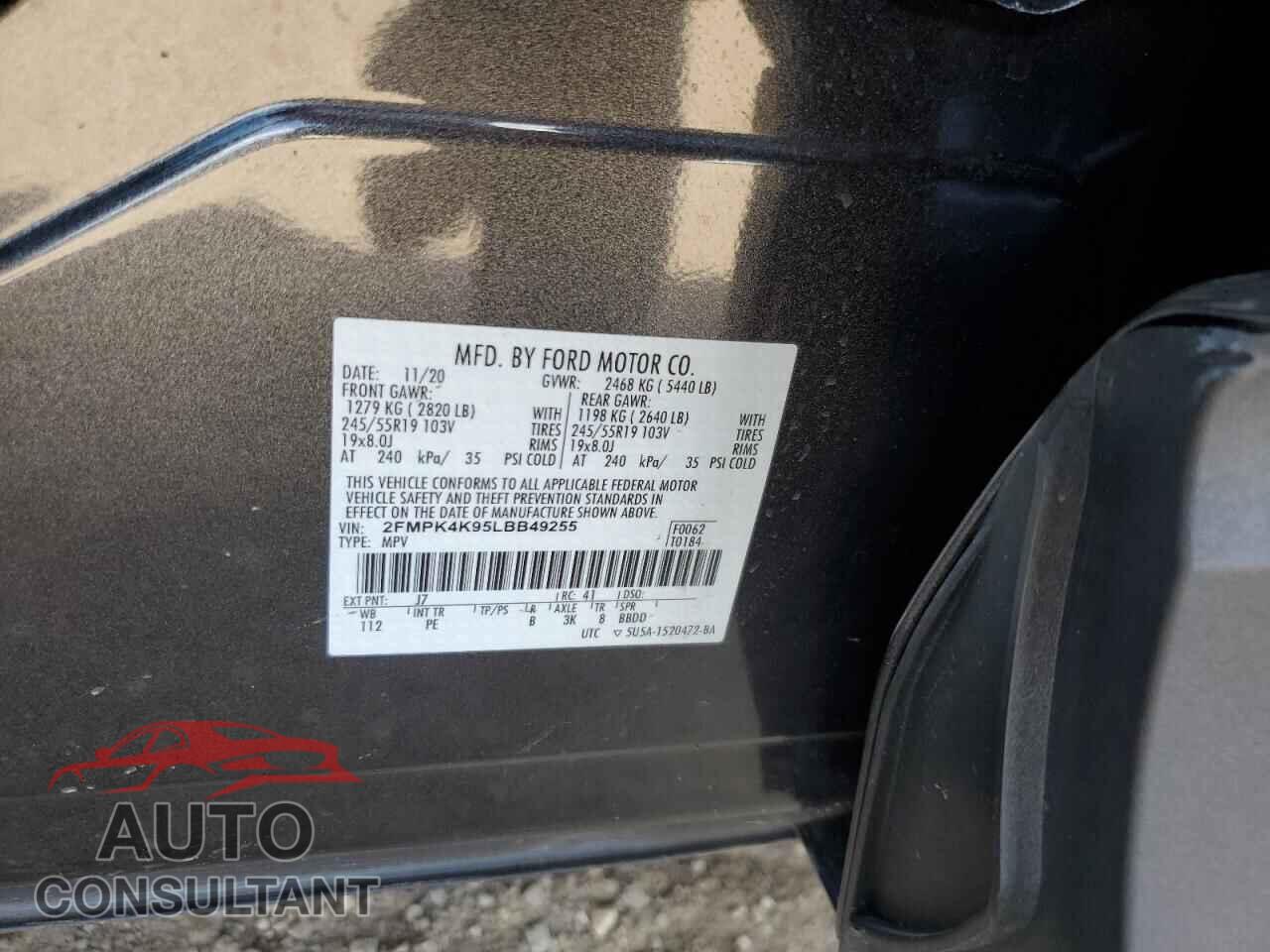 FORD EDGE 2020 - 2FMPK4K95LBB49255