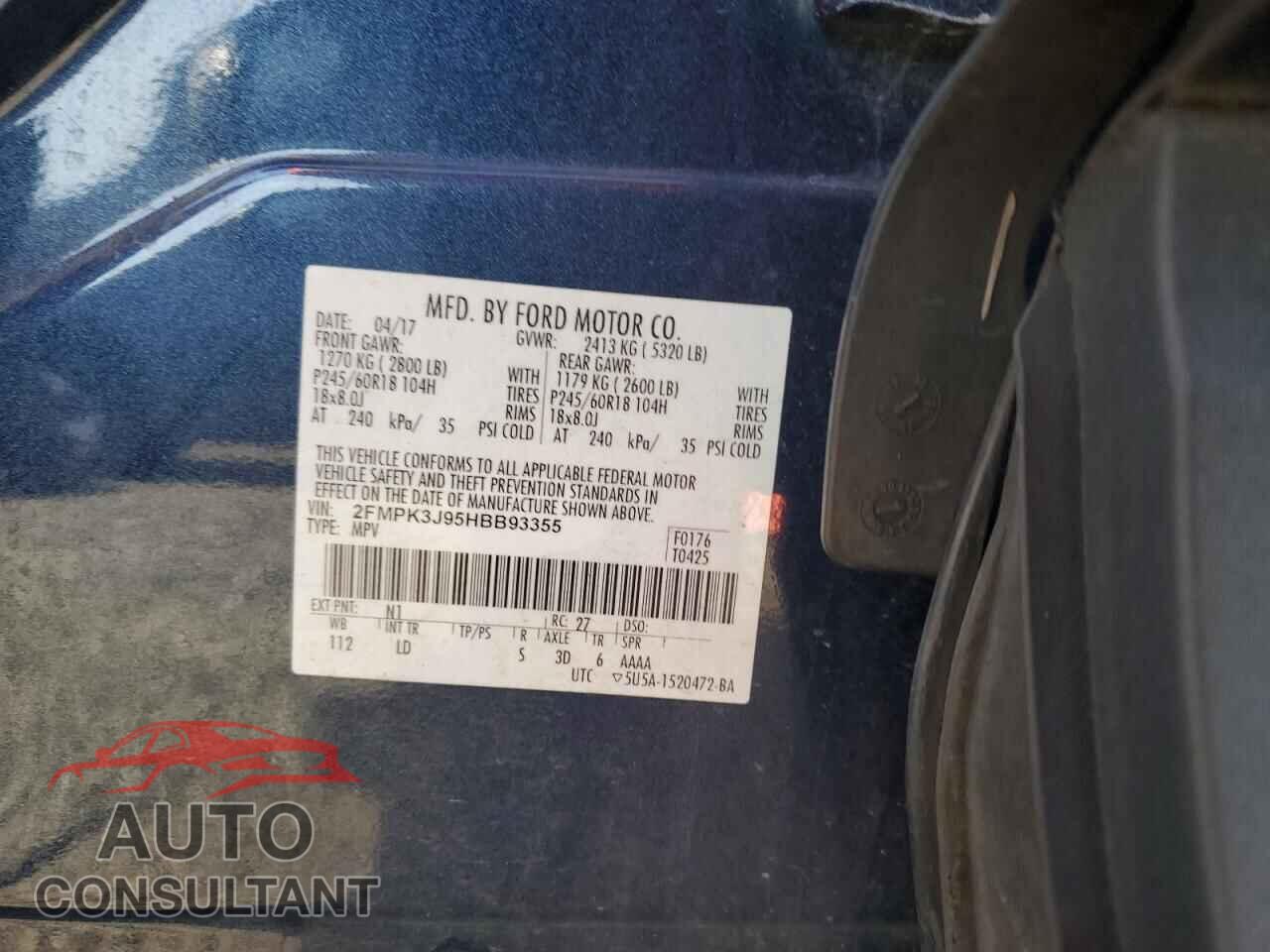 FORD EDGE 2017 - 2FMPK3J95HBB93355