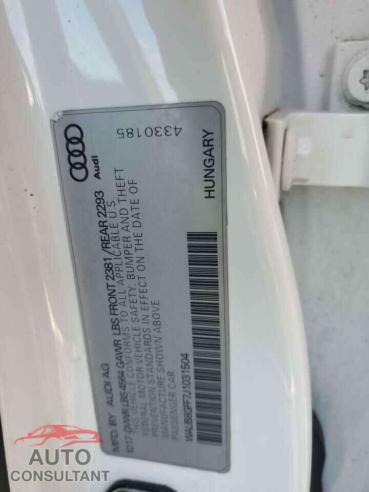 AUDI A3 2018 - WAUB8GFF7J1031504