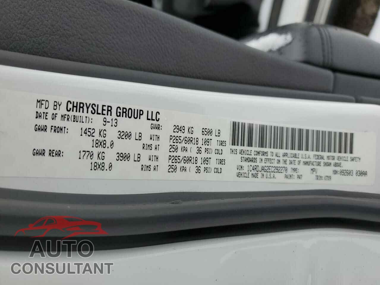 DODGE DURANGO 2014 - 1C4RDJAG2EC292270