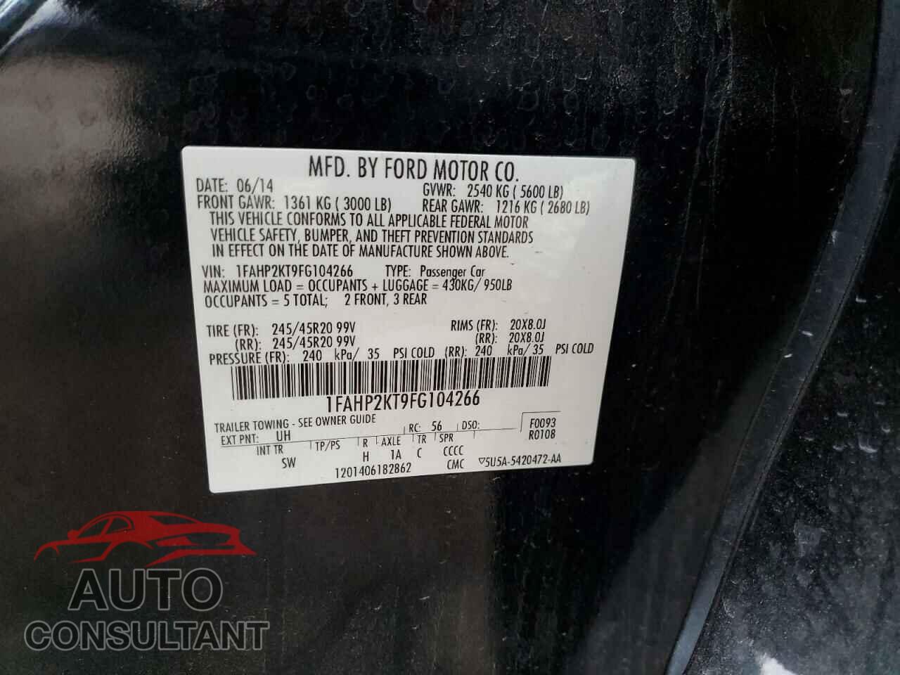 FORD TAURUS 2015 - 1FAHP2KT9FG104266
