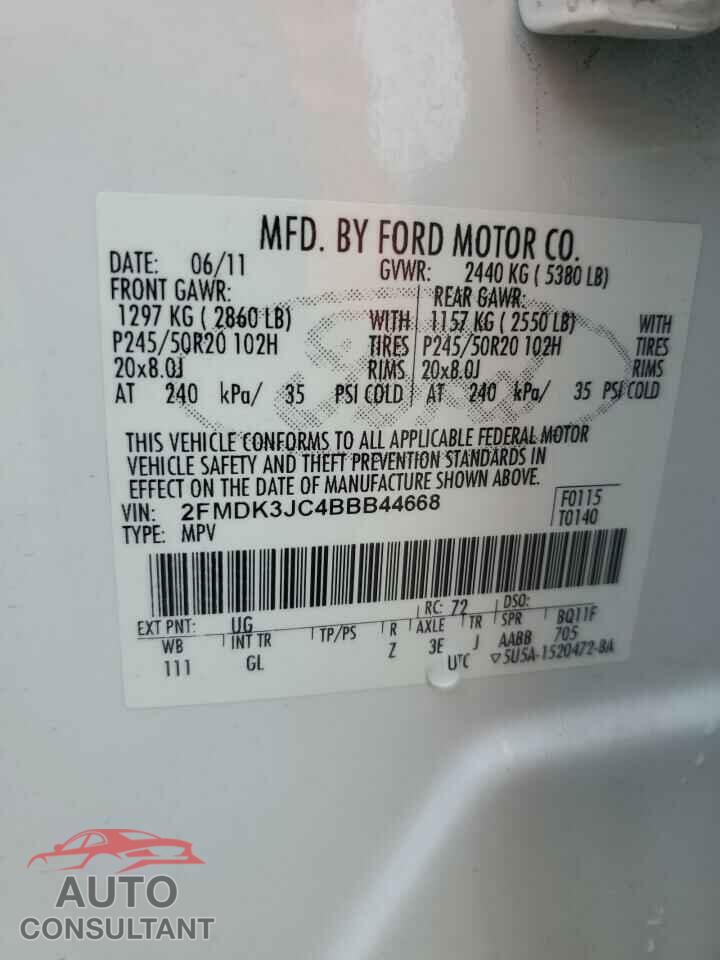FORD EDGE 2011 - 2FMDK3JC4BBB44668