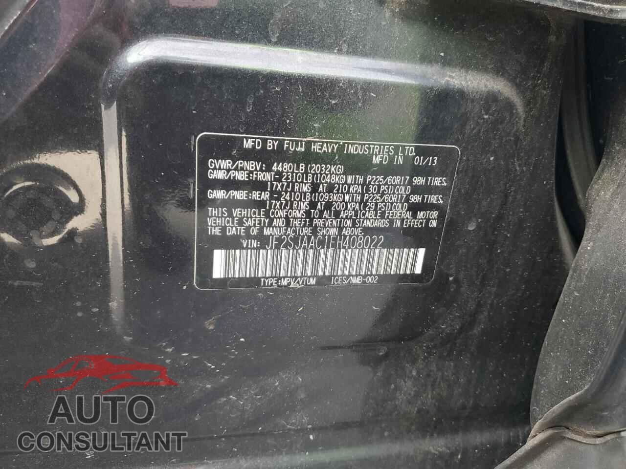 SUBARU FORESTER 2014 - JF2SJAAC1EH408022
