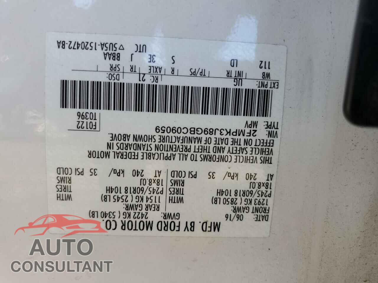 FORD EDGE 2016 - 2FMPK3J89GBC09059