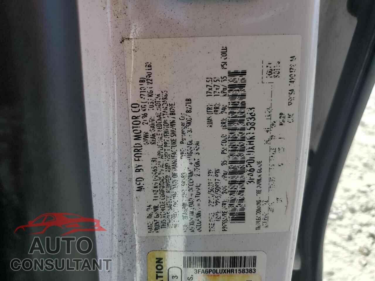 FORD FUSION 2017 - 3FA6P0LUXHR158383