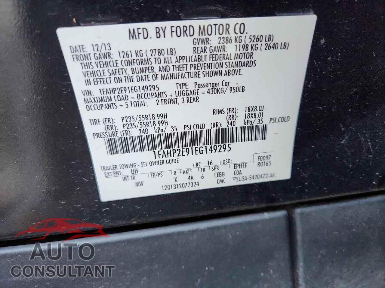 FORD TAURUS 2014 - 1FAHP2E91EG149295