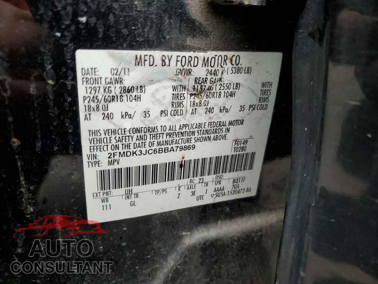 FORD EDGE 2011 - 2FMDK3JC6BBA79869