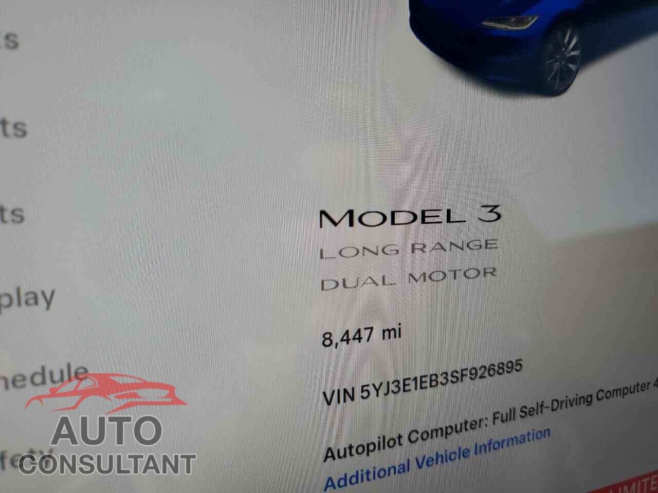 TESLA MODEL 3 2025 - 5YJ3E1EB3SF926895