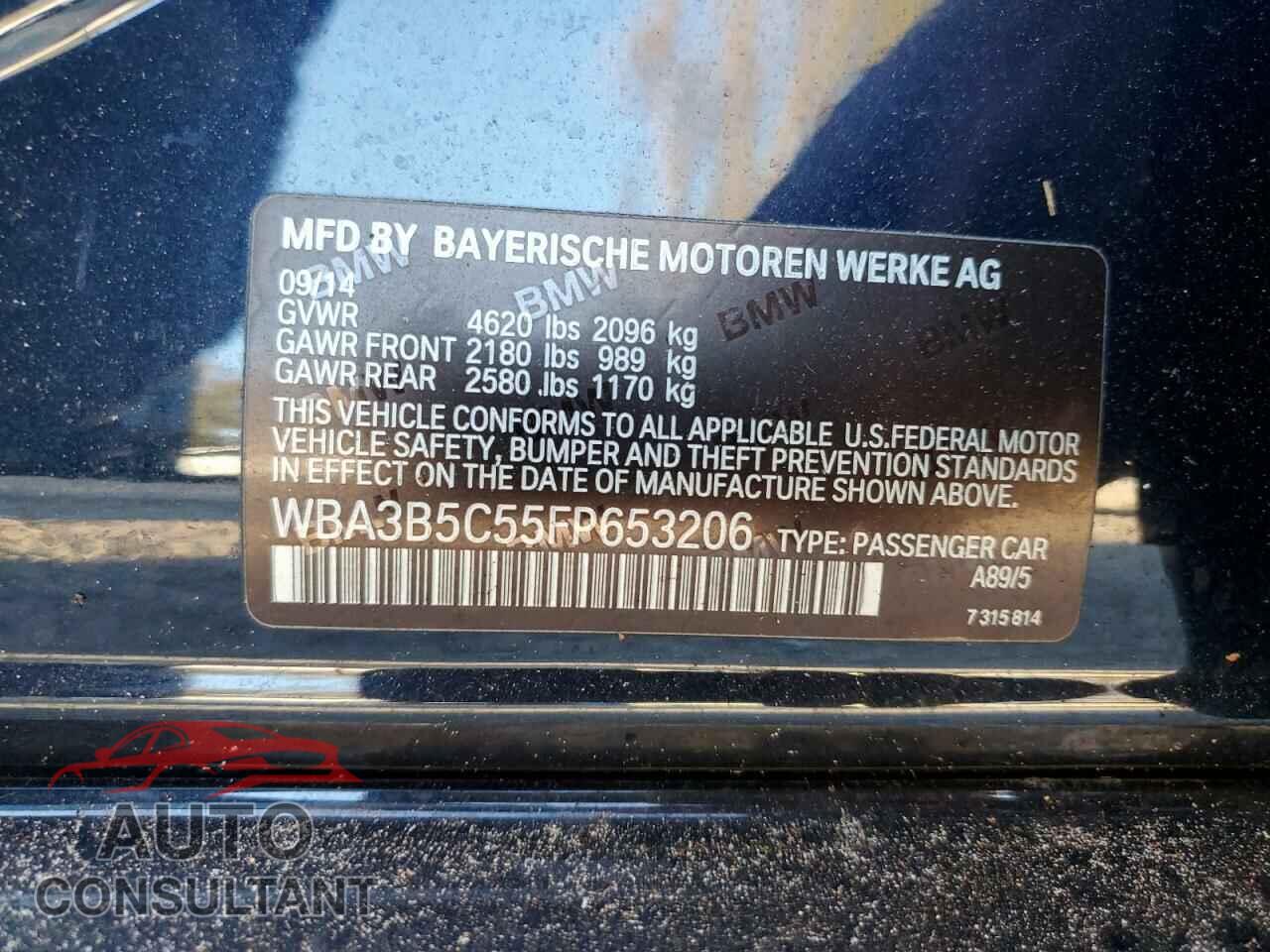 BMW 3 SERIES 2015 - WBA3B5C55FP653206