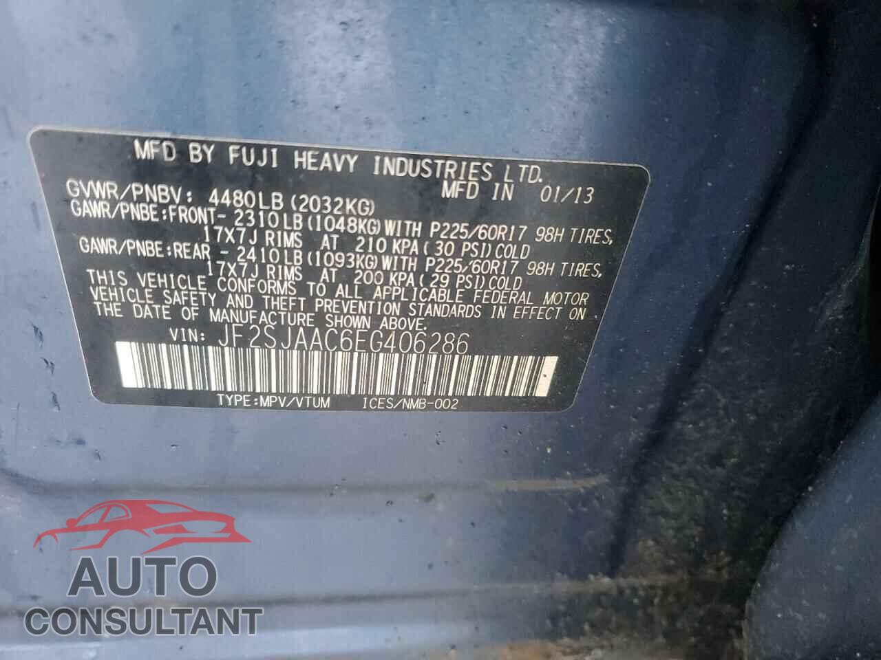SUBARU FORESTER 2014 - JF2SJAAC6EG406286