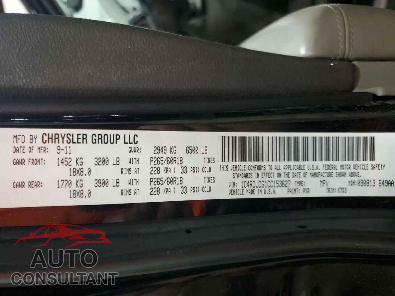 DODGE DURANGO 2012 - 1C4RDJDG1CC153627