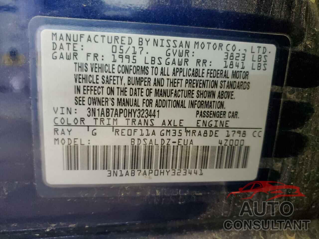 NISSAN SENTRA 2017 - 3N1AB7AP0HY323441