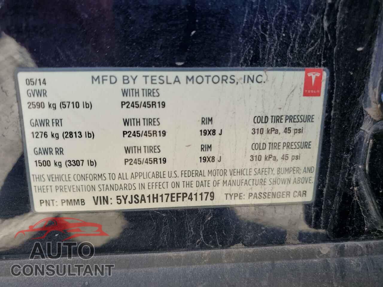 TESLA MODEL S 2014 - 5YJSA1H17EFP41179