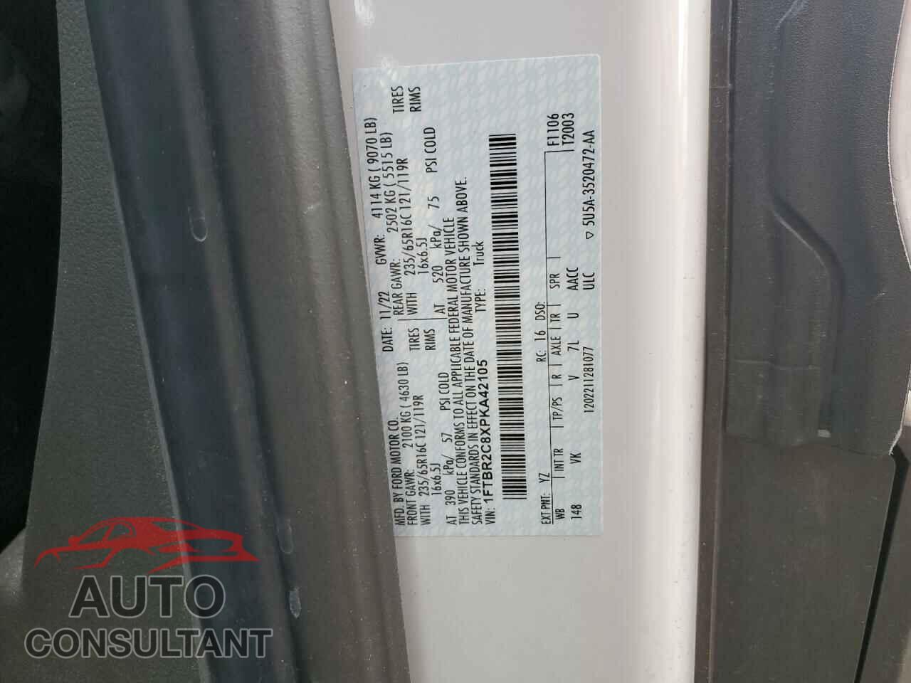 FORD TRANSIT 2023 - 1FTBR2C8XPKA42105