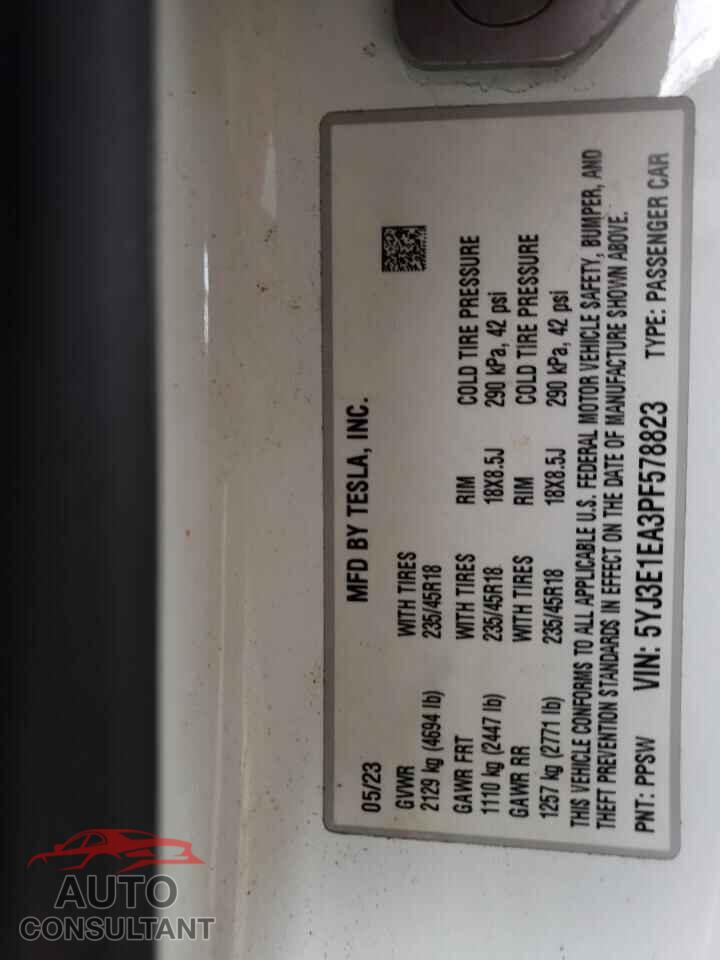 TESLA MODEL 3 2023 - 5YJ3E1EA3PF578823