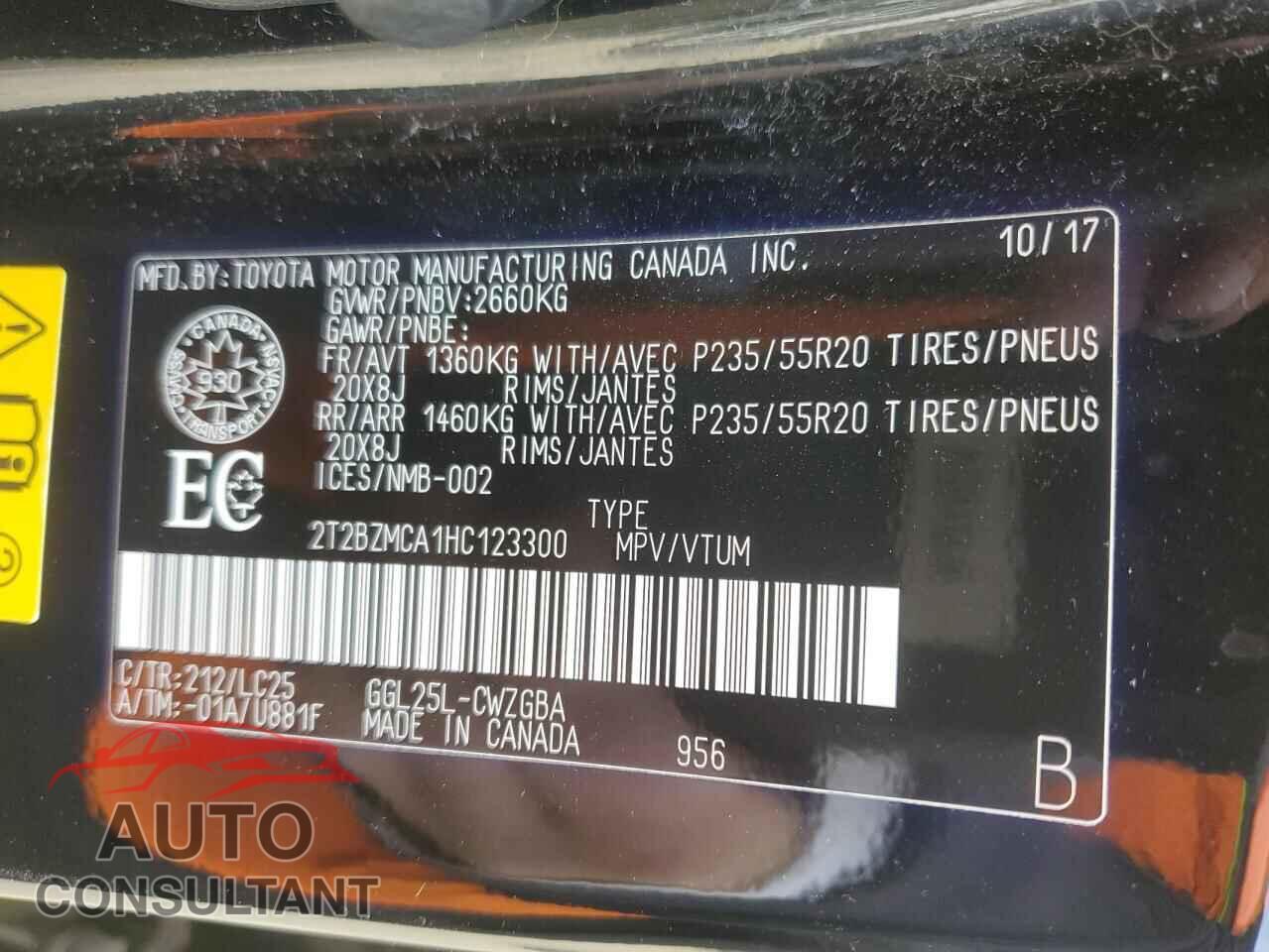 LEXUS RX350 2017 - 2T2BZMCA1HC123300