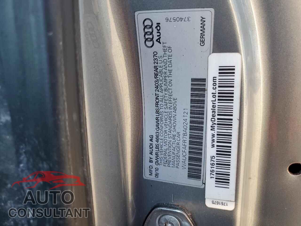 AUDI A5 2011 - WAUCFAFR7BA024121