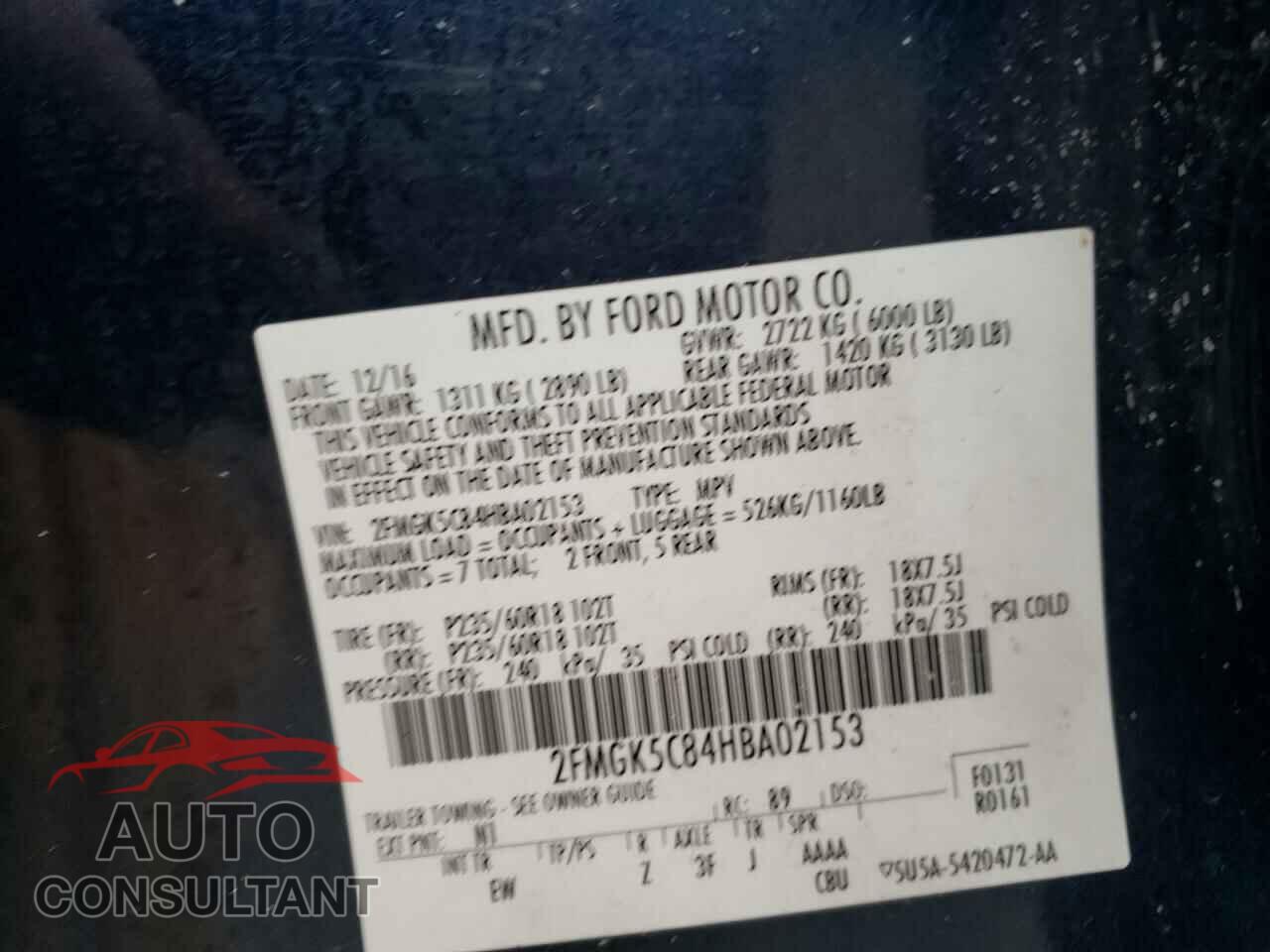 FORD FLEX 2017 - 2FMGK5C84HBA02153