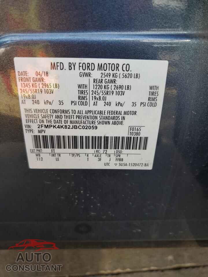 FORD EDGE 2018 - 2FMPK4K82JBC02059