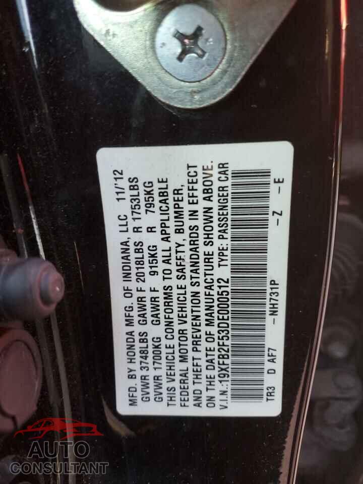 HONDA CIVIC 2013 - 19XFB2F53DE000512
