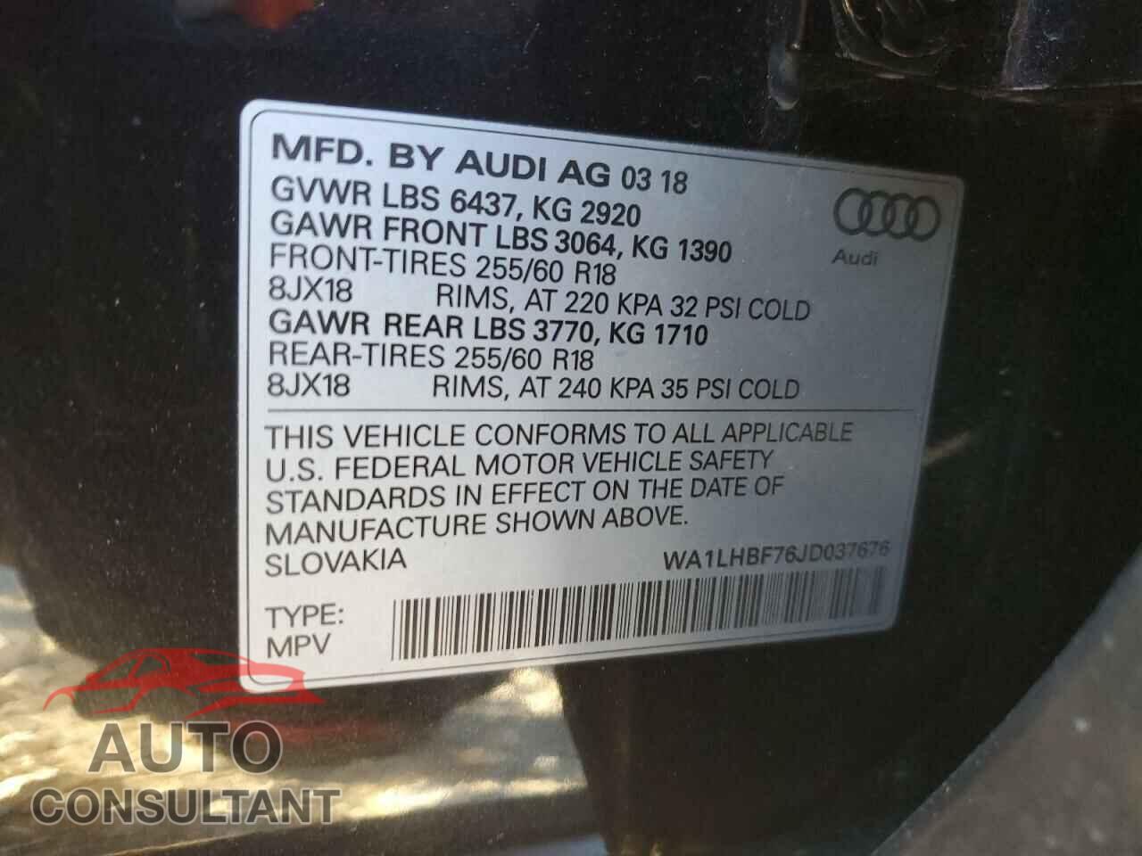 AUDI Q7 2018 - WA1LHBF76JD037676