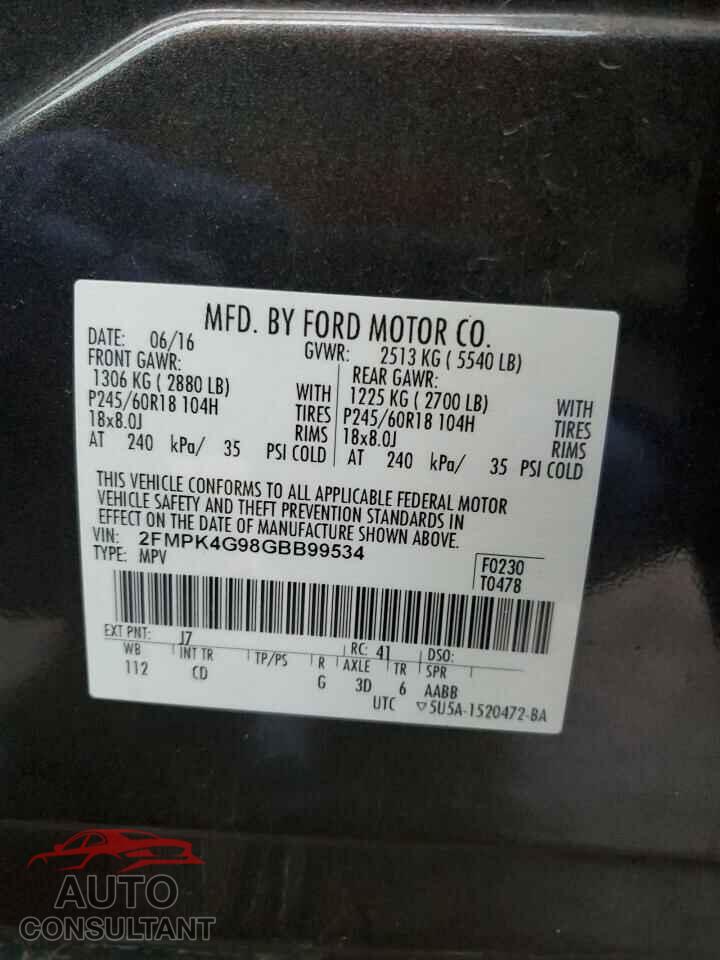 FORD EDGE 2016 - 2FMPK4G98GBB99534