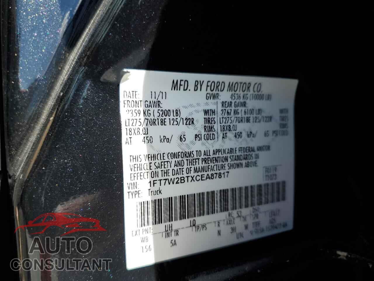 FORD F250 2012 - 1FT7W2BTXCEA87817