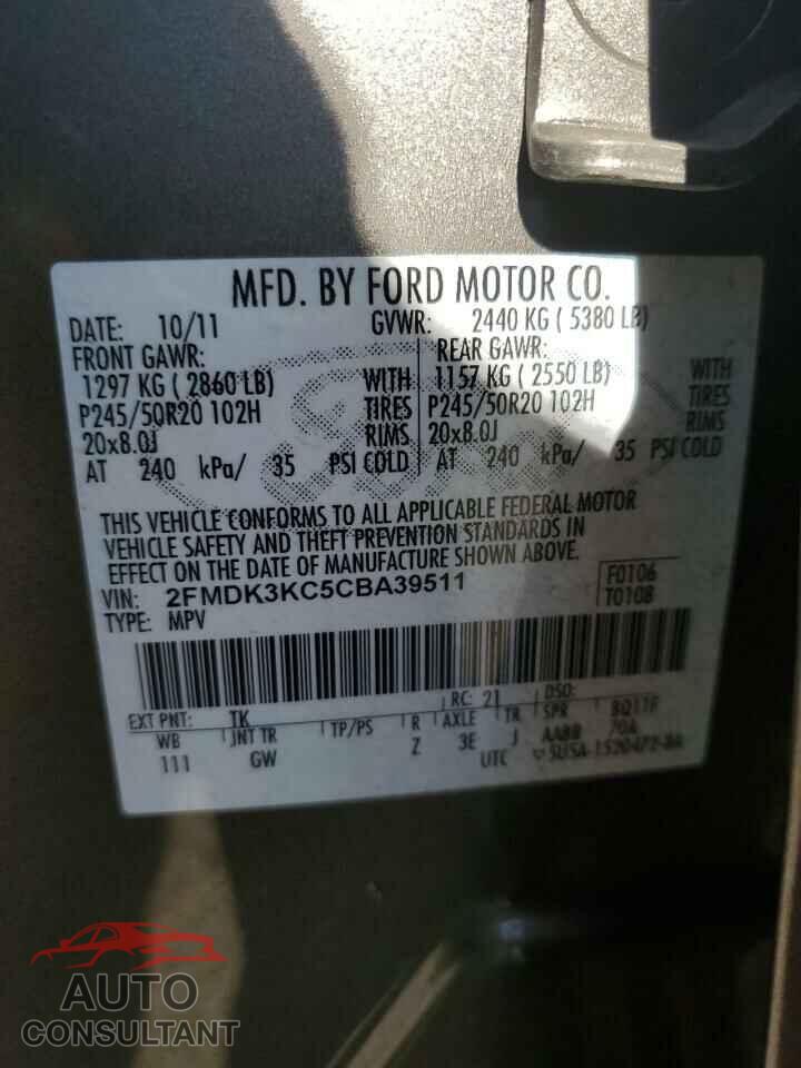 FORD EDGE 2012 - 2FMDK3KC5CBA39511