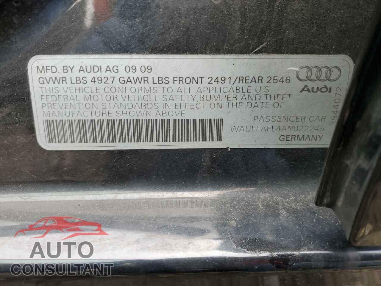 AUDI A4 2010 - WAUFFAFL4AN022245