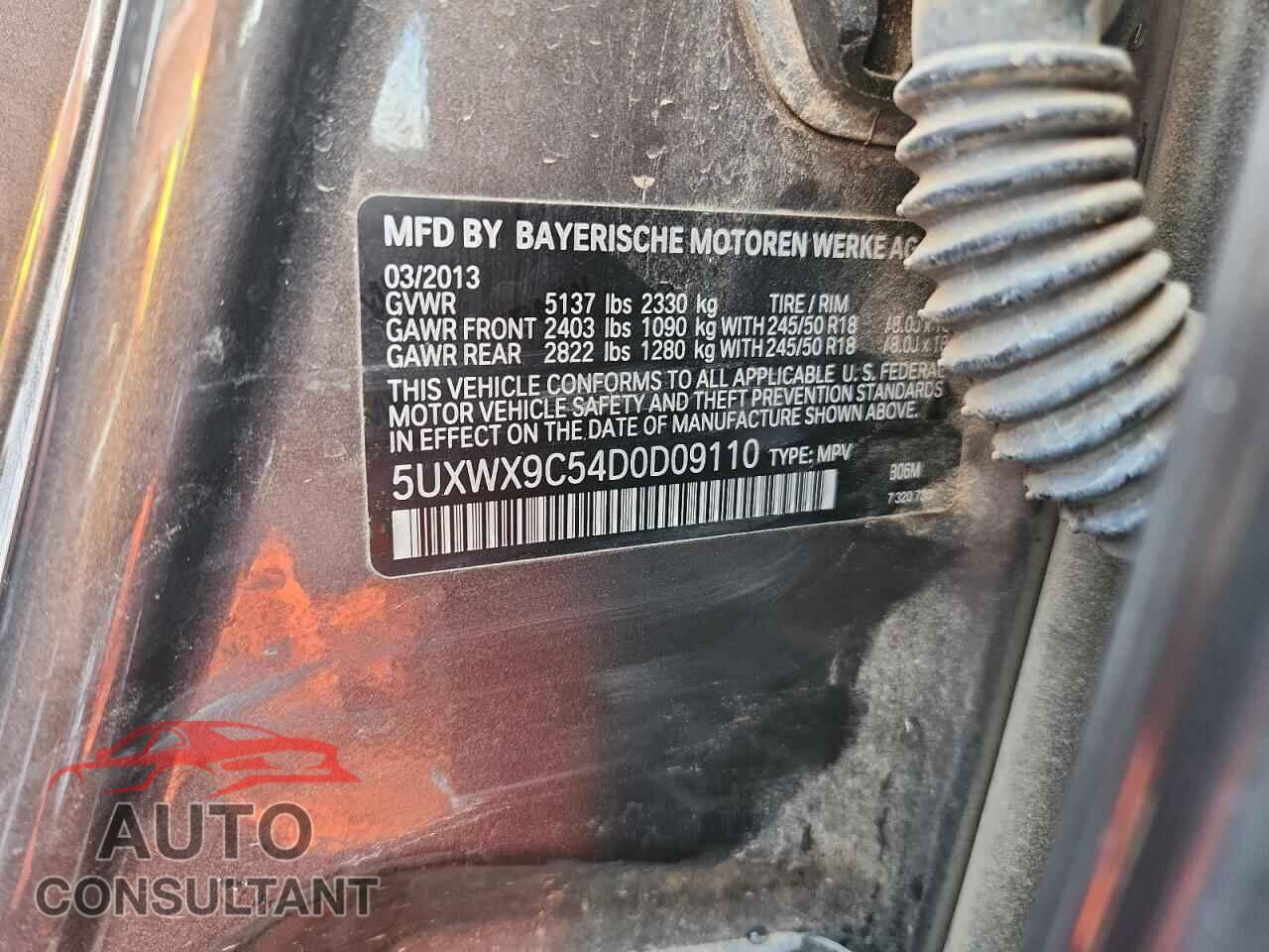 BMW X3 2013 - 5UXWX9C54D0D09110