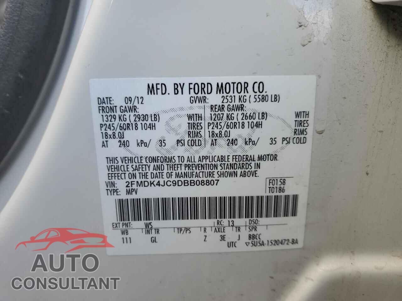 FORD EDGE 2013 - 2FMDK4JC9DBB08807